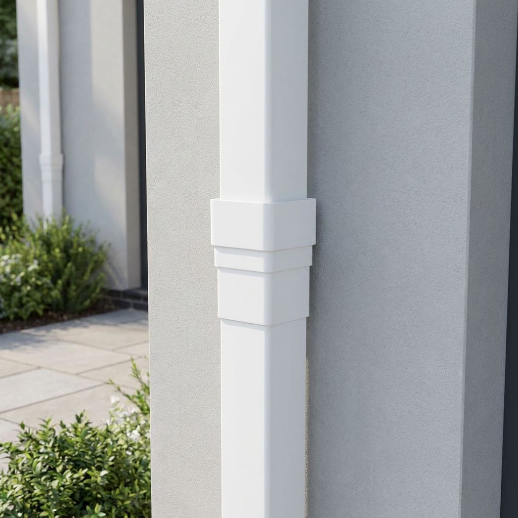 Freeflow White Square Downpipe Shoe Weatherproof with Drainage Profile