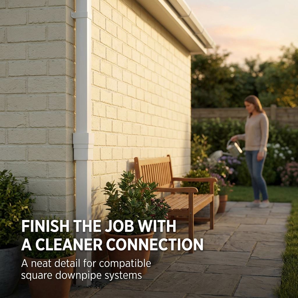 Freeflow White Square Downpipe Shoe Weatherproof with Drainage Profile