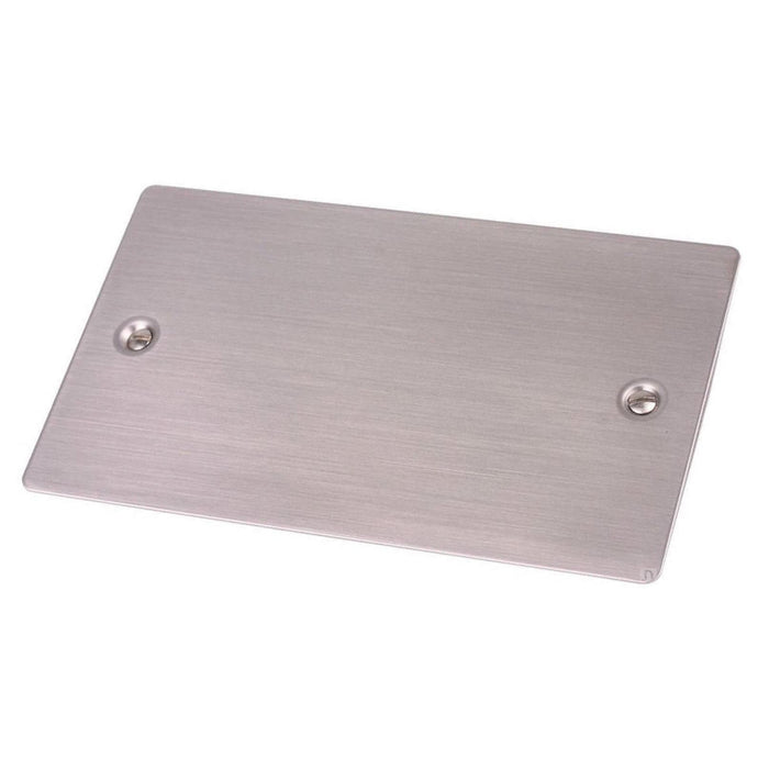 Flat Plate Satin Stainless Steel Double Blanking Plate 2 Gang [SS22W]  [R&G]   (0516) ..