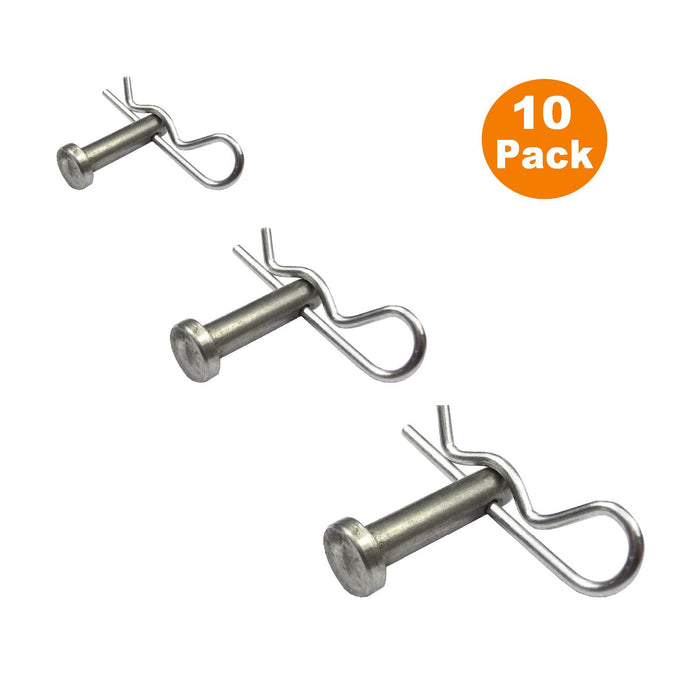 10 x Clevis Pins Metric Securing Fasteners M8 x 22mm with Retaining R Clips