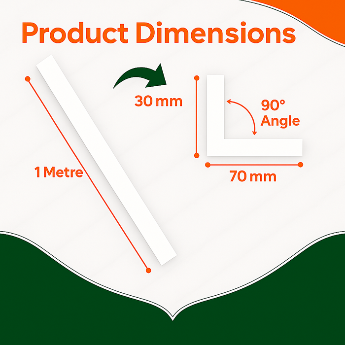 5 x White Unequal Angle 70mm x 30mm x 1  Metre
