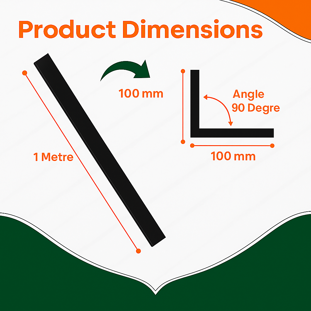 Black Rigid Angle 100mm x 100mm x 1  Metre  ^