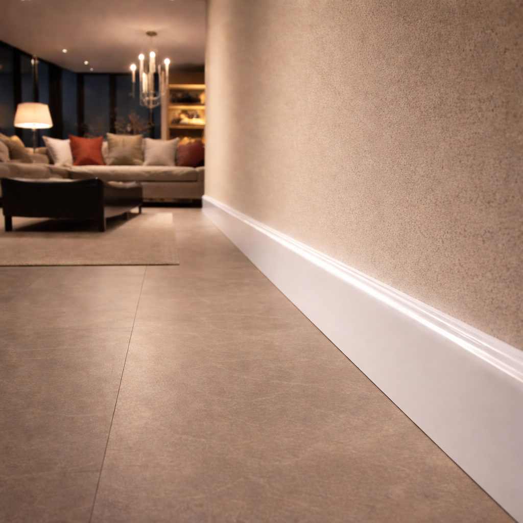 10 Pack White 65mm D Mould / Skirting x 1 Metre
