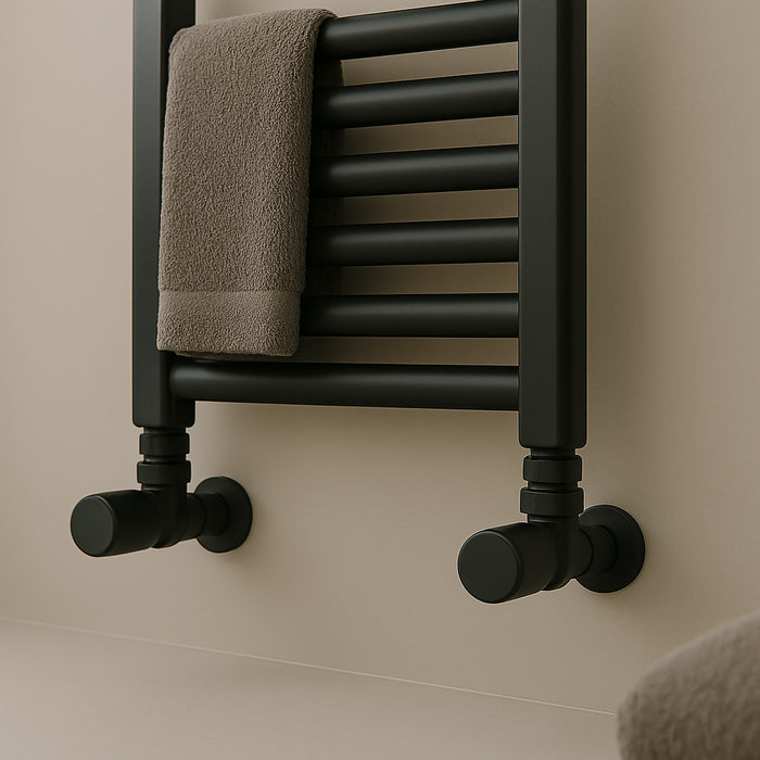 Kartell K-Rad Angled Modern Radiator Valve 15mm – Matte Black – 4 Pack