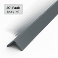 20 Pack Grey 1 Metre UPVC Plastic Rigid Angle 25 x 25mm Corner Cover Trim 90 Degree