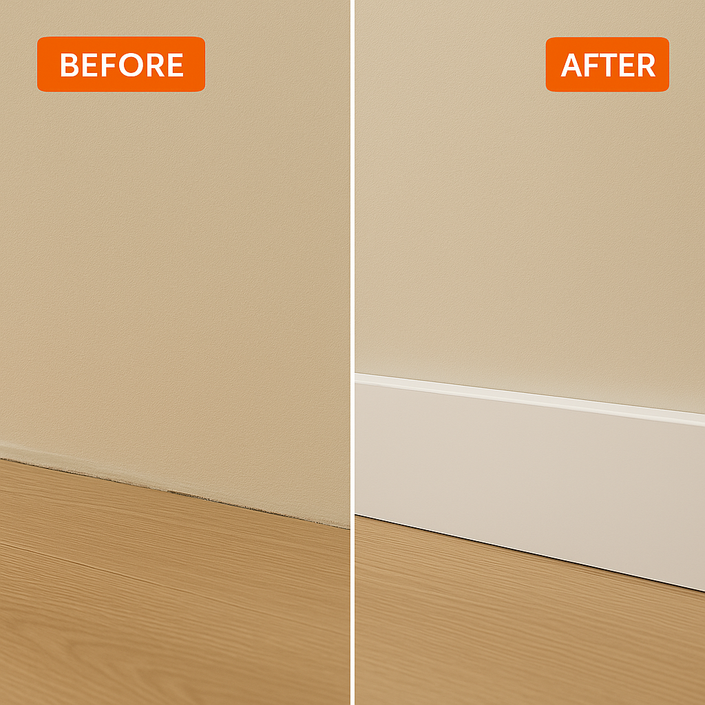 4 Pack White uPVC D-Mould Trim 65mm x 1m