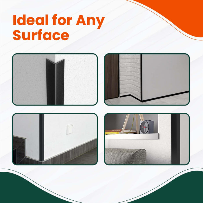 2X Black Rigid Angle - 40mm x 40mm x 1m PVC Corner Trim