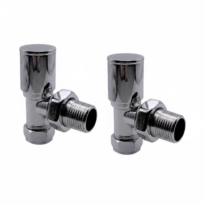 2 x Kartell Chrome Radiator Valves Angled Pair 15mm Manual Control