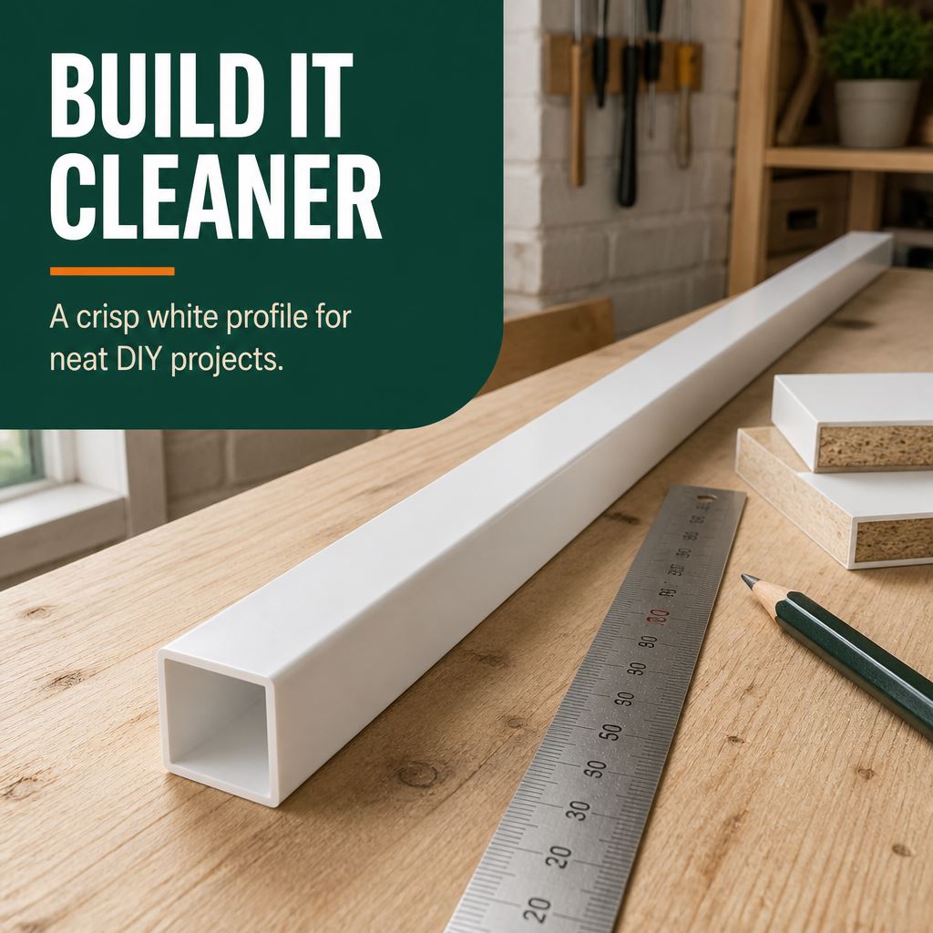 5 x 50mm White PVC Box Section 1 Metre Length