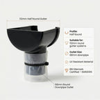 Black 5m Round Gutter Stop End Outlet Kit 112mm