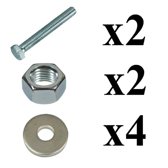 2 x Set Screw Bolts M5 x 25mm, Washers & Nuts, Bright Zinc Plated