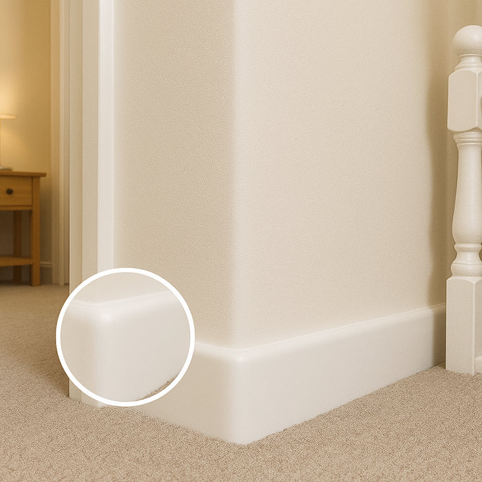 White Plastic UPVC Trim 90mm x 1 Metre