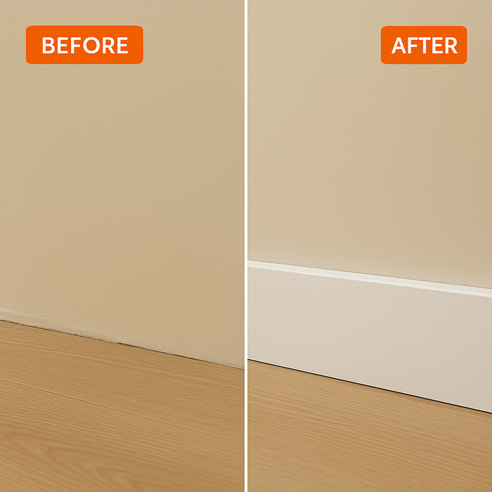 White uPVC D-Mould Trim 45mm x 1m