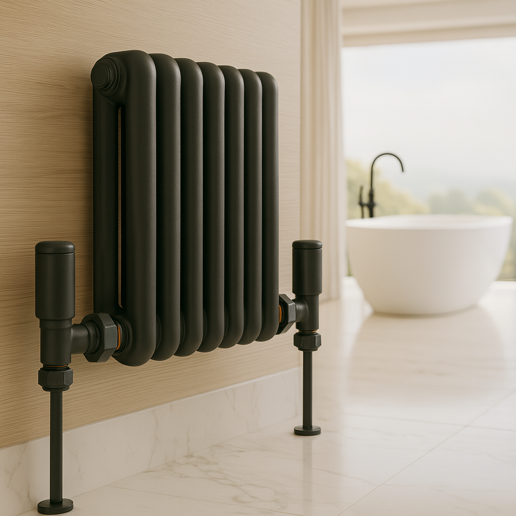 Kartell K-Rad Straight Modern Radiator Valve 15mm – Anthracite Grey – 4 Pack