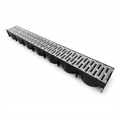 Manthorpe Silver Drain Channel and Grate, Heavy Duty Outdoor and Indoor Trench Drainage System for Driveways, Patios, and Garages