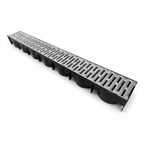 Manthorpe Silver Drain Channel and Grate, Heavy Duty Outdoor and Indoor Trench Drainage System for Driveways, Patios, and Garages