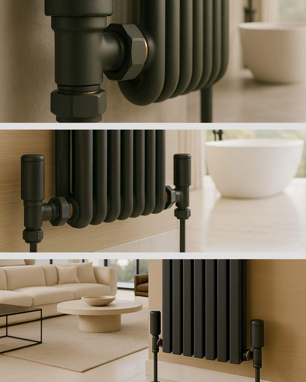 Kartell K-Rad Straight Modern Radiator Valve 15mm – Anthracite Grey – 4 Pack