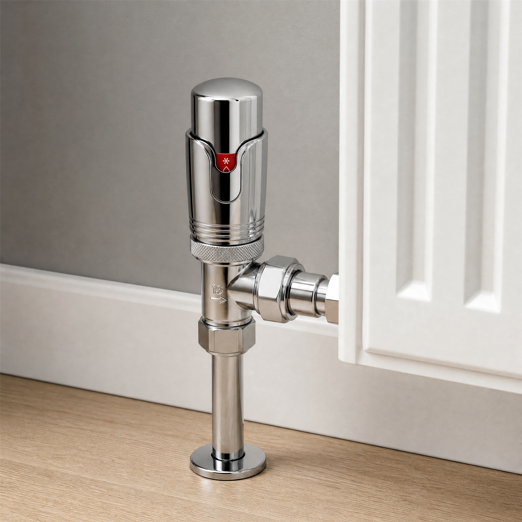 4 x Kartell Refined Angled Chrome TRV 15mm Thermostatic Radiator Valve