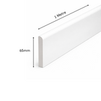 5 Pack White 65mm D Mould / Skirting x 1 Metre
