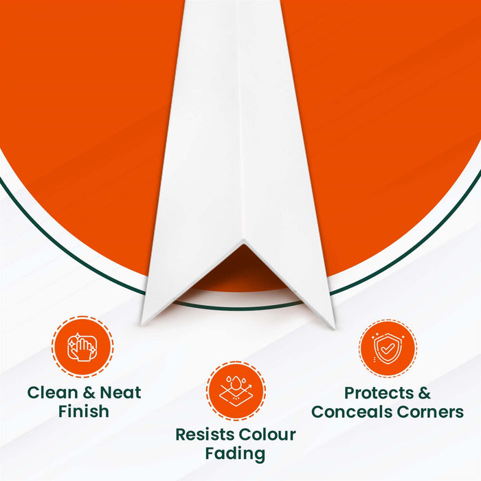 White Rigid Angle 10mm x 10mm x 1  Metre