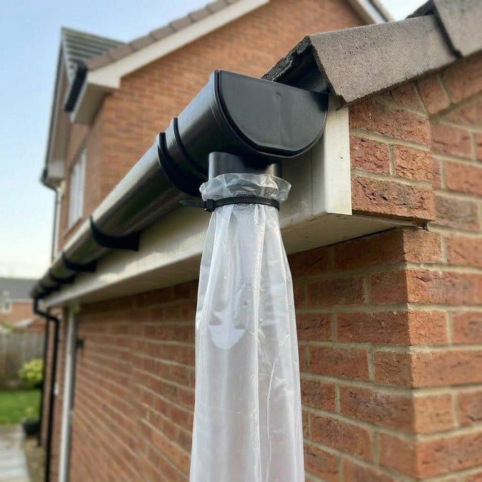 Black 10m Round Gutter Stop End Outlet Kit 112mm