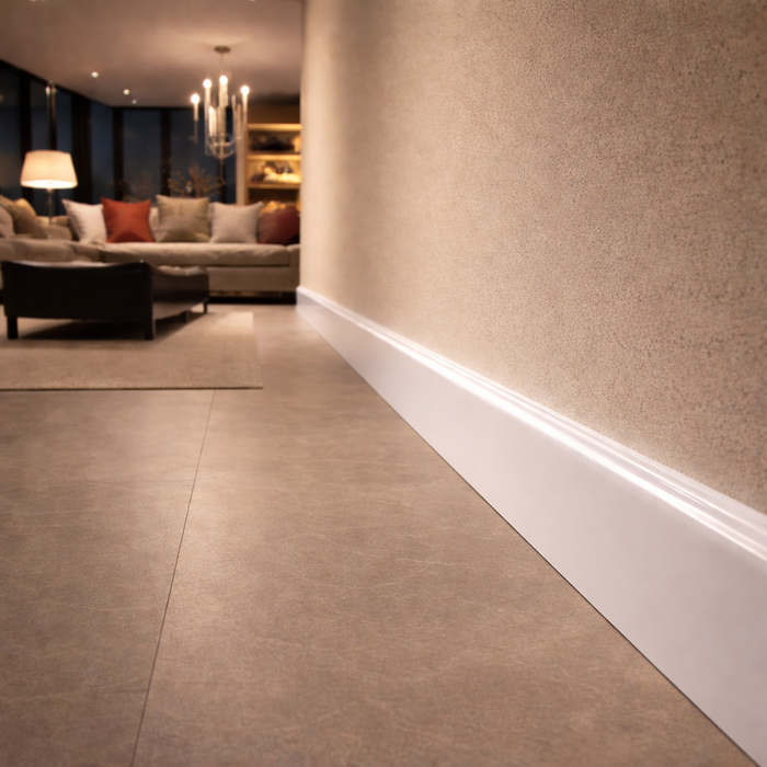 5 Pack White 65mm D Mould / Skirting x 1 Metre