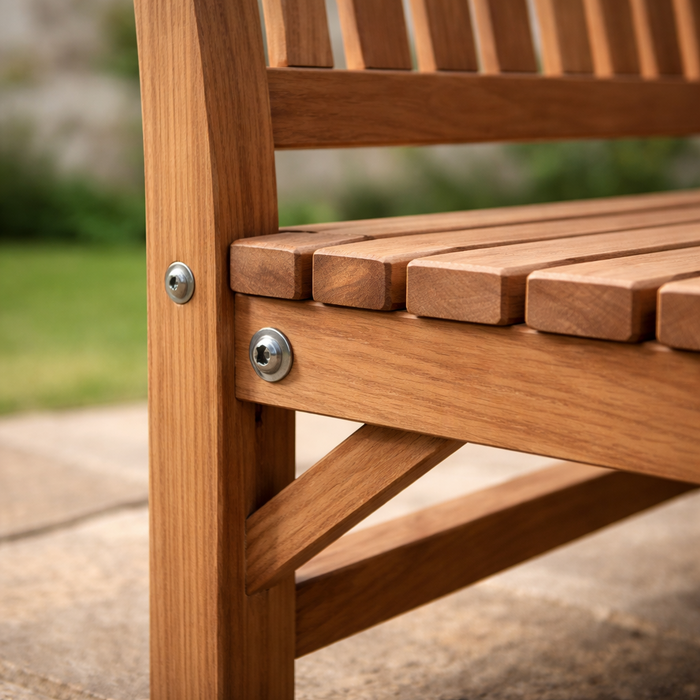 Hardwood 2 Seater Garden Bench 4ft – Wooden Outdoor Patio & Terrace Seating with Solid Timber Slats