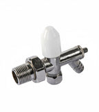 10mm Drain Off Valve Chrome - 1/2" BSP Radiator Drain Cock with White Handle & Hose Tail