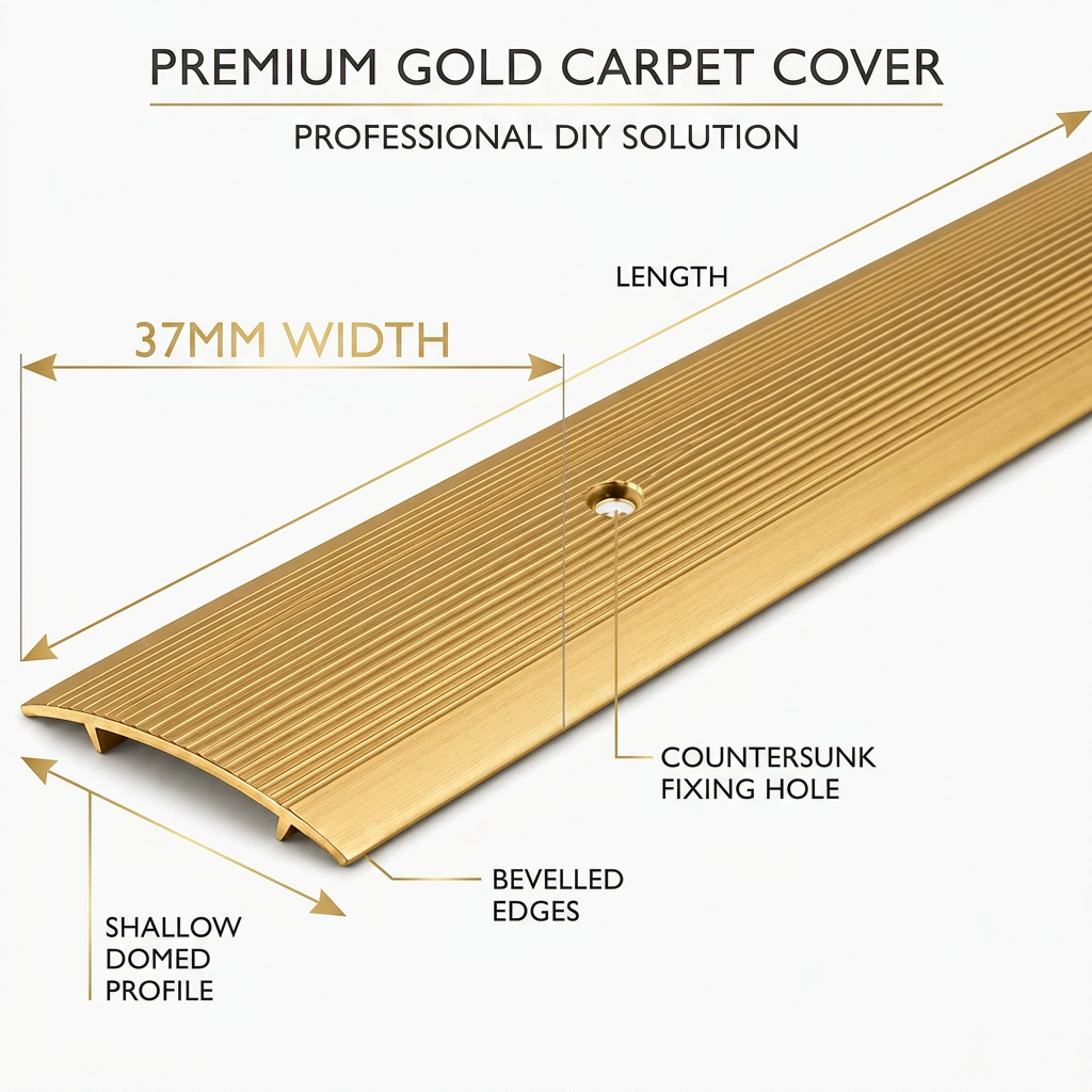 5 x Gold Carpet Cover Transition Strip 89.5cm x 37mm