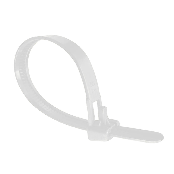 100 x Natural Releasable Cable Ties  Size: 200 x 7.6mm