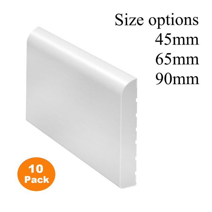 10 x White Bullnose Plastic Trim 2.5 Metre Lengths