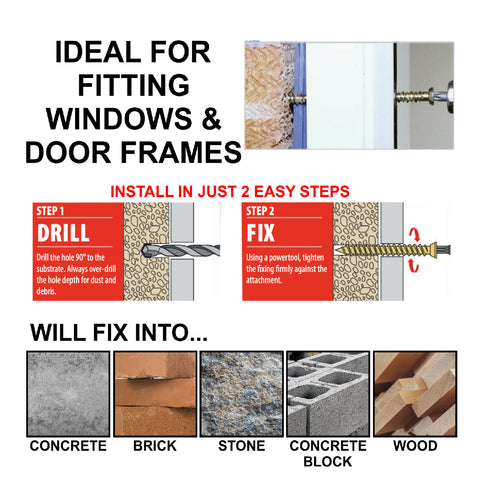 10 x Concrete Frame & Window Fixings  / Size Options