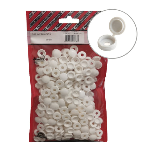 200 x Snap-On White Plastic Screw Caps for No.6 - 8 Screws