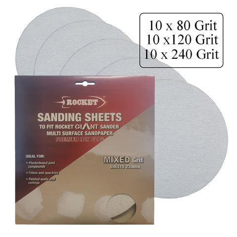 30 x Hook and Loop Mixed Grit 230mm Dry Wall Sanding Sheets