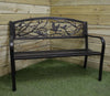 <br>Patio Bench with Bird Design Black 2 Seater Steel Garden Furniture