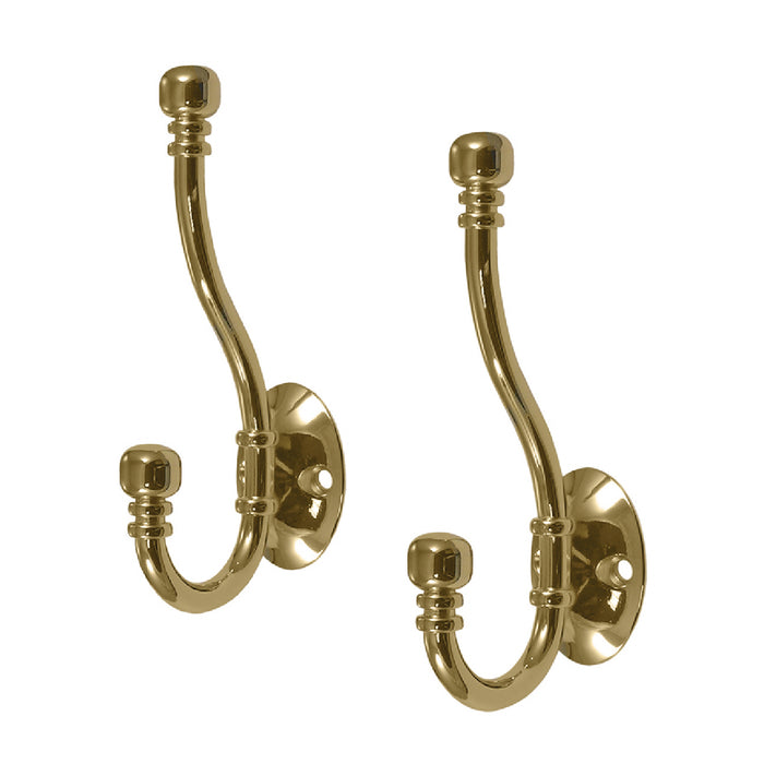 Polished Brass Double Hat and Coat Hooks