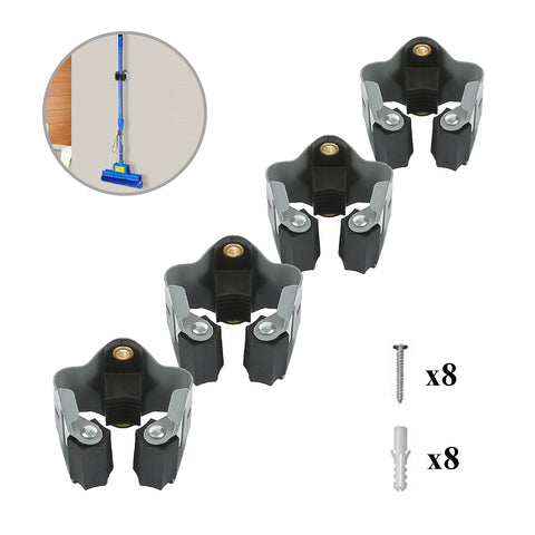 4 x Wall Mounted Brush & Mop Handle Clips<br><br>