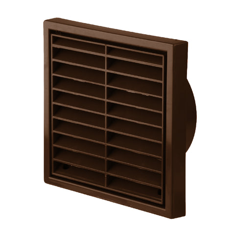 Brown Extractor Fan Air Vent Louvre Grille for 4 Inch Ducting