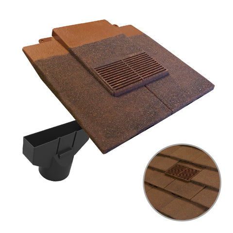 Granulated Light Brown Plain In-line Roof Tile Vent & Pipe Adapter