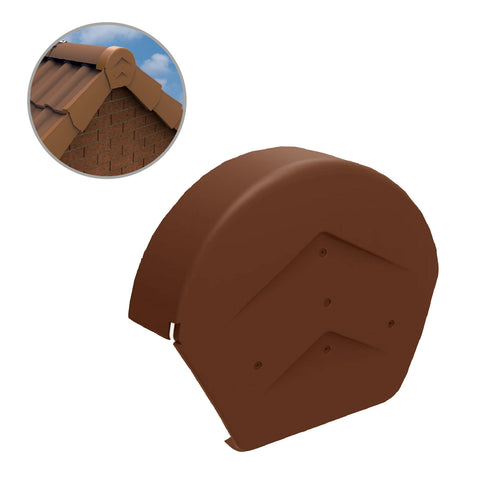Terracotta Rounded Ridge End Cap for Dry Verge Systems<br>