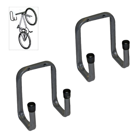 2 x Wall Mounted 70mm Tool / Bike Double Storage Hooks<br><br>