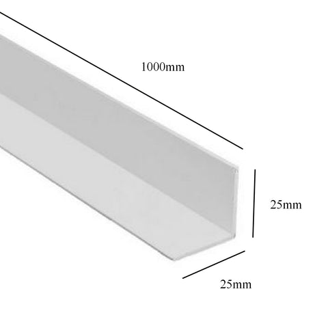 White 1 Metre UPVC Angle 25mm x 25mm Corner Trim <br> Menu Options