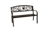 <br>Patio Bench with Bird Design Black 2 Seater Steel Garden Furniture