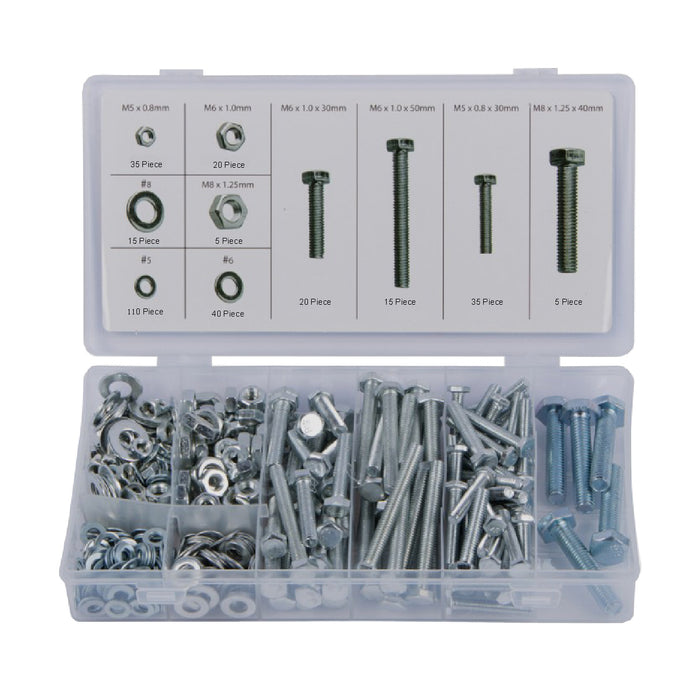 300 x Assorted Set Screw Bolts, Washers & Nuts