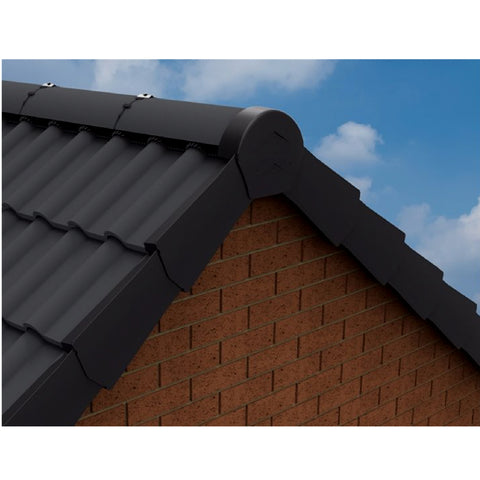Black Rounded Ridge End Cap for Dry Verge Systems<br><br>