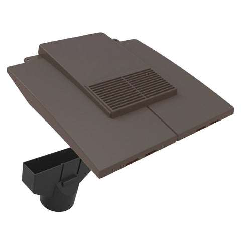 Grey Plain In-line Roof Tile Vent & Pipe Adapter for Concrete and Clay Tiles