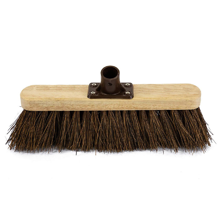 Natural Bassine Hard Sweeping Brush 12 Inch Broom Head Varnished Wood