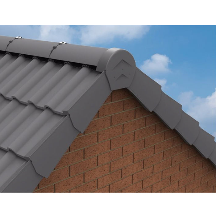 Grey Rounded Ridge End Cap for Dry Verge Systems