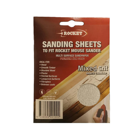 15 x Hook and Loop Mixed Grit 135 x 95mm Mouse Sanding Sheets