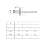 300 x Assorted Aluminium Blind Pop Rivets Standard Flange